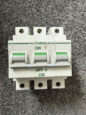 Crabtree Polestar MCB 32 Amp Type C 32A Triple Pole 3 Phase Breaker 63C/32