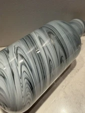 IKEA Gray/Green & White Swirl Blown Glass Lrg Vase Design by Iina Vuorivirta