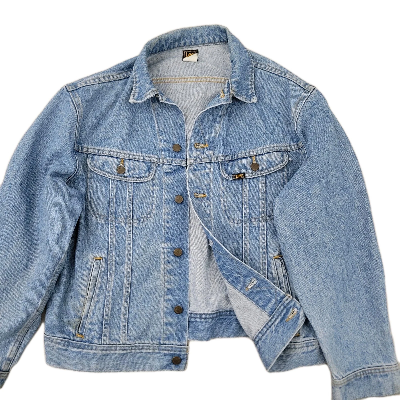 Lee Riders Jean Jacket Mens Large Blue Denim Trucker Faded