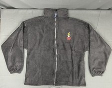 Vintage USA Olympics Flame Black Full Zip Fleece Pull Over Jacket Made In USA L