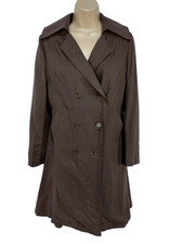 Bnwt Womens Lee Cooper Uk 10 Brown Silk Wool Blend Trench Coat Jacket Rrp £59.99