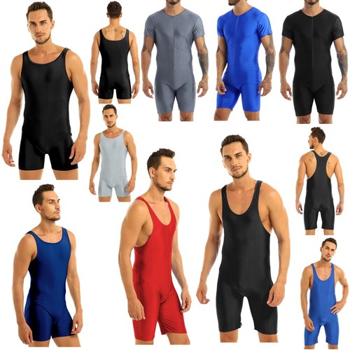 FEESHOW Mens Modified Wrestling Singlet Sport Bodysuit Leotard Unitard Underwear - Picture 2 of 115