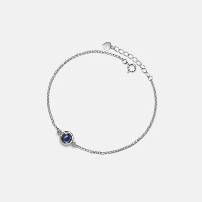 Custom Photo Projection Picture Inside Memorial Bracelet in 925 Sterling Silver