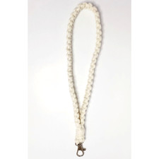 Handmade Macrame Wristlet Keychain White Braid Cotton Macrame Keyring