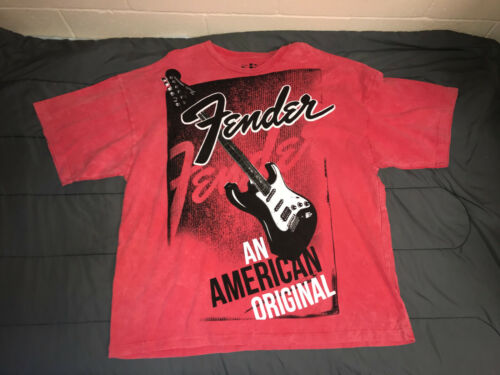 FENDER GUITARS RED LOGO MEN black t-shirt 100% cotton personalized tee