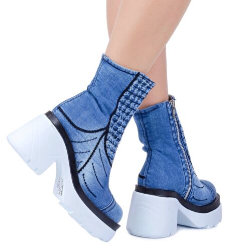 Denim Boots Shoes, Handmade Women's Sports Boots/Birthday Gift - Picture 3 of 3