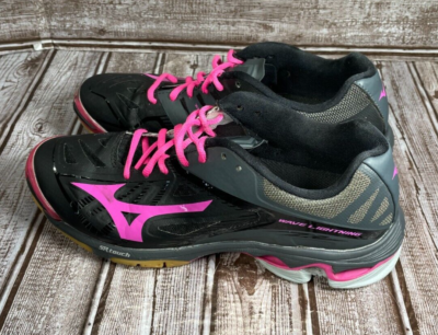 MIZUNO Wave Lightning Women's 10 Black Pink Volleyball Shoes