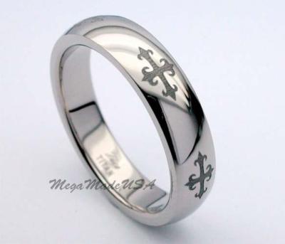 Cross Engrave Titanium Ring High Polish Wedding Band Engagement Unisex Jewely #8