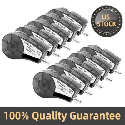 10PK For BMP21-PLUS M21-500-595-WT Label Cartridge Black/White 1/2'' x 21