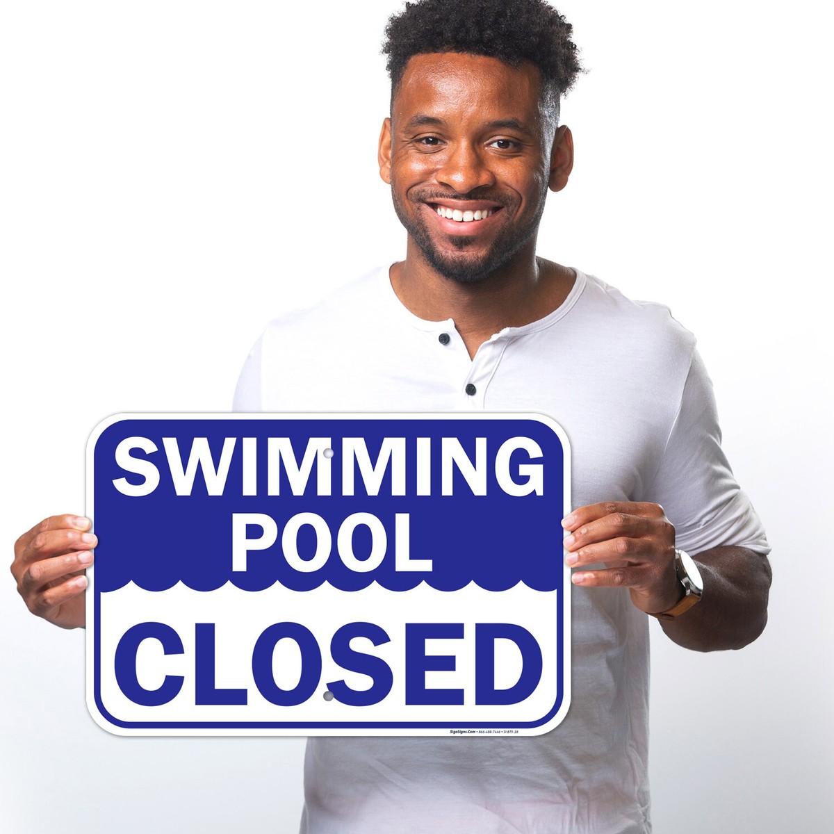 Pool Closed No Swimming Sign - 12x12 Inch HDPE Safety Notice, Weatherproof Pool Area Sign (Made In USA)