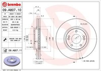 2X Brembo 09.A807.11 Bremsscheibe FüR KIA