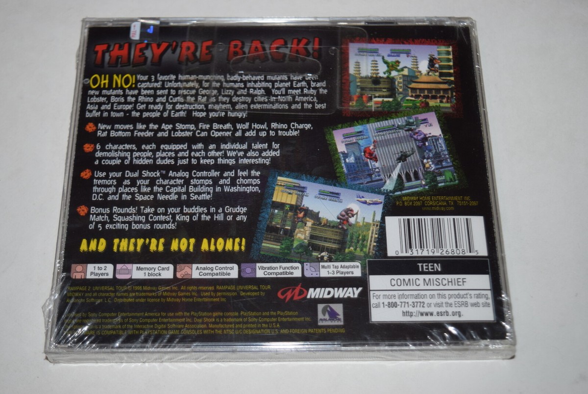 Rampage 2: Universal Tour (Sony PlayStation 1, 1998) for