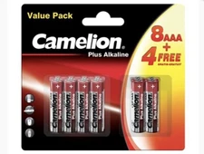 Camelion Plus Alkaline Battery 8AA + 4 Free