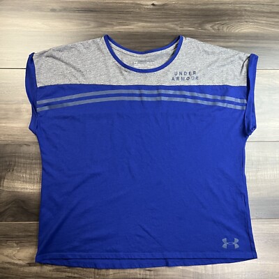 Under Armour Shirt Mens Medium Blue Loose Heatgear Gym Sleeveless Crossfit