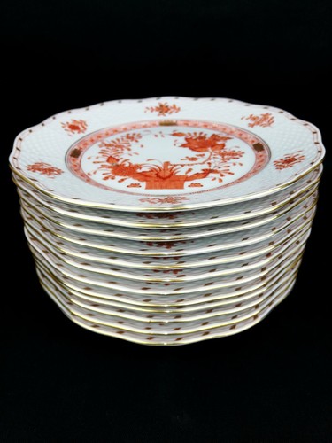 Herend Indian Basket Rust Orange 12 pcs. Dessert Plates - Picture 4 of 9