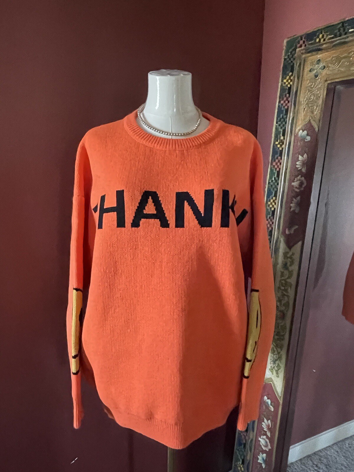 Trendy Orange Designer Sweater - Cozy & Versatile for Medium to Large Sizes