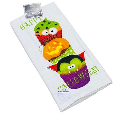 Kay Dee Designs Happy Halloween Cupcakes Dual Purpose Kitchen Towel