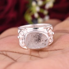 Raw Herkimer Diamond 925 Sterling Silver Designer Band Ring For Birthday Gift