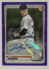2020 Bowman Draft Paper Matt Manning Prospect Purple AUTO 23/250 TIGERS