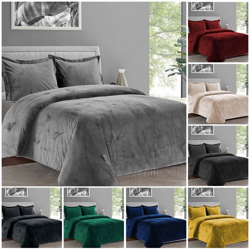 Plush Crushed Velvet Duvet Quilt Cover 