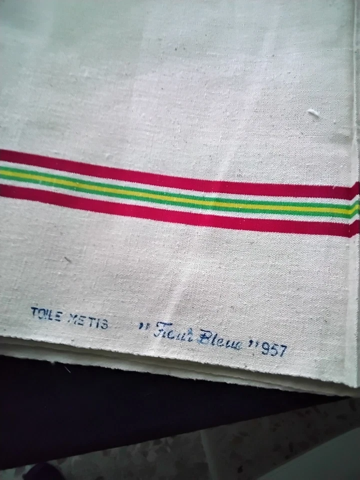 Coupon de toile métis Fleur Bleue pour confection de torchons  4.50 x 0.60 m - Photo 2/2