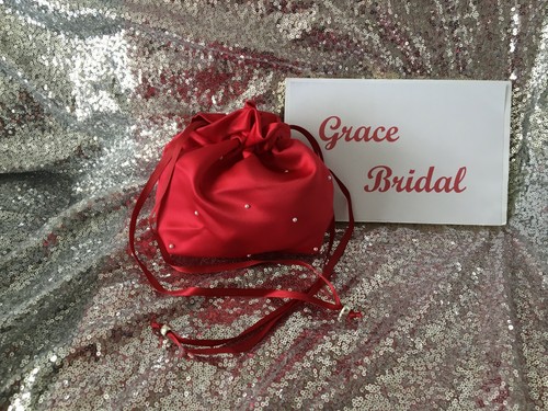 RUBY RED SATIN DOLLY BAG BRIDAL WEDDING MAID. PROMFLOWER GIRL*UK MADE/SELLER* - Picture 19 of 27