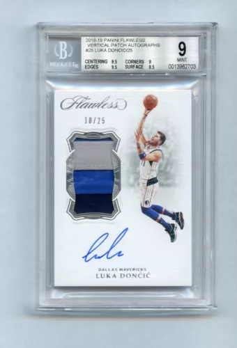 LUKA DONCIC 2018 Panini Flawless Vertical Rookie Game Used Auto /25 BGS 9