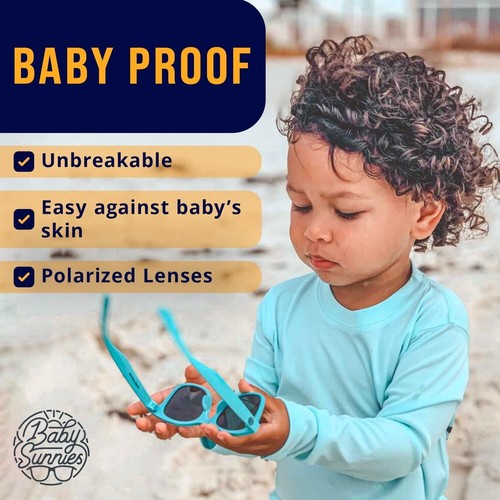 BABY SUNNIES Occhiali Da Sole Polarizzati per Bambini, Con Cinturino, Infrangibi - Foto 7 di 16