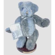 Mary Meyer 1995 Blue Gray Bicolor Teddy Bear Jointed Ltd Edition Plush w Stand