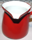 Vintage POLAND Red & White Enamelware Dipper Ladle Pourer Coffee Pot Enamel — photo 3