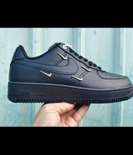 Nike Air Force 1 Men s Low Top Black Leather Lace-Up Athletic Sneaker