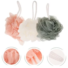 3 Pcs PE Bath Balls Mesh Shower Sponge for Body Skin Exfoliating