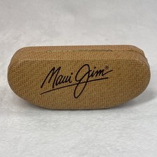 Maui Jim Sunglasses Case Hard Clamshell Spring Hinge Brown Tan Basket Woven