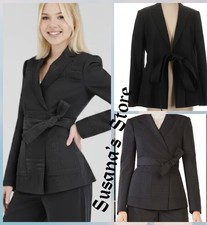 NWT BCBG MAXAZRIA SIZE M Black Conner Textured Belted Wrap Blazer Jacket 298