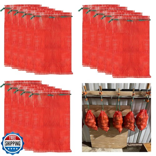 100 Pack10 lb Mesh Onion Bags, 10"×18" Mesh Produce Bags Hanging Reusable Bre