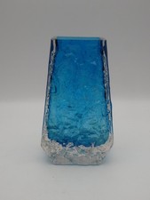 Whitefriars Geoffrey Baxter Textured Range Coffin Vase kingfisher Blue 9686 VGC