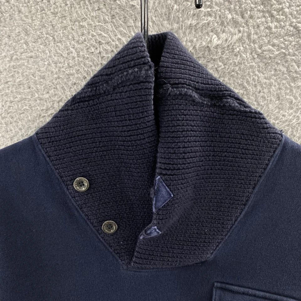 Suéter Ralph Lauren Rugby Hombres Medio Azul Mantón Cuello Codo Parches Algodón Y2K Foto 2 de 4