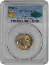 1920-S Buffalo PCGS CAC MS 65+