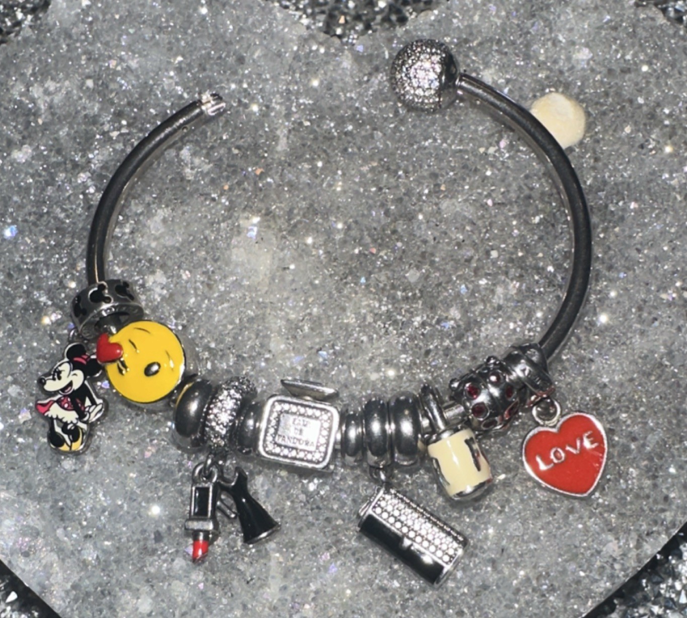 Pandora Silver Plated Stackable Charm Bangle Brac… - image 1