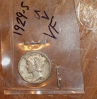 1929-S  SILVER MERCURY DIME - GRADES "VERY FINE"