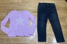 Girl's Gap & Art Class Outfit size 6 - Purple Star Top w/Black Jeans