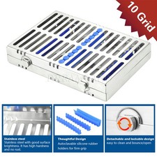 DENTAL AUTOCLAVE STERILIZATION CASSETTE RACK BOX TRAY FOR 10 INSTRUMENTS