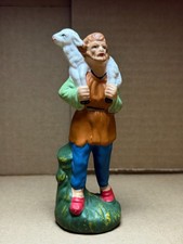 Vintage Nativity Crepe Paper Mache Hand Painted Shepherd & Sheep Japan
