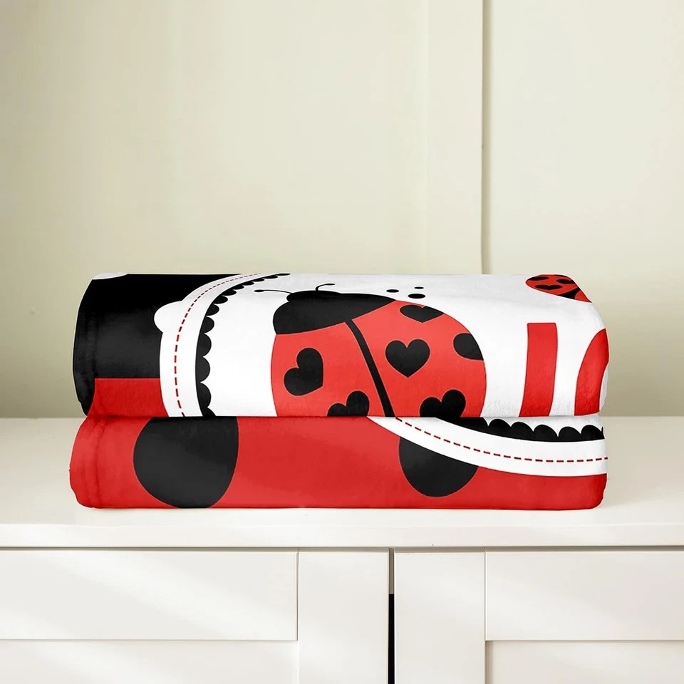 Cute Ladybug Fleece Blanket Kawaii Wild Animals Blanket for Kids Cartoon Lady... - Image 4 of 4