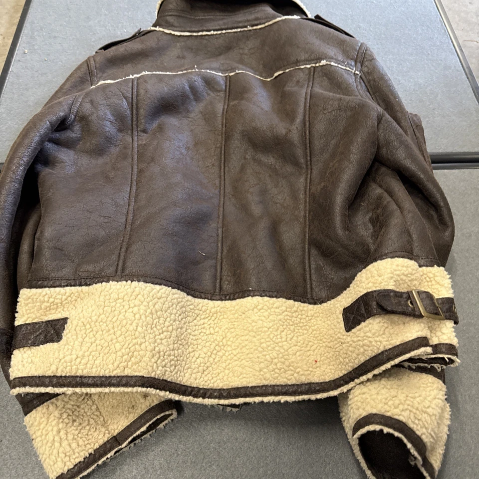 Abrigo de piel sintética marrón para mujer Members Only chaqueta de motocicleta ropa exterior L  Foto 4 de 4