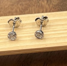 Sterling Silver CZ Stud Earrings 925 Small Round