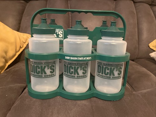 Dick’s Sporting Goods 32 Unzen Sport Wasser Quetschflaschen x 6 & Halter Caddy