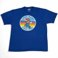 Super Mario Bros T-shirt XL Blue Nintendo Since 1985 Graphic Tee Retro Gamer