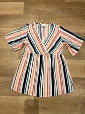 Ladies Multicolored Striped Nursing / Maternity Summer Wrap Top Blouse Small