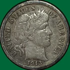 1913 Barber Dime Very Fine VF Coin #33906
